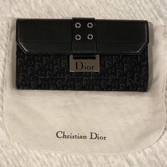 CHRISTIAN DIOR Monogram Street Chic Flap Wallet Black - Picture 1 of 4